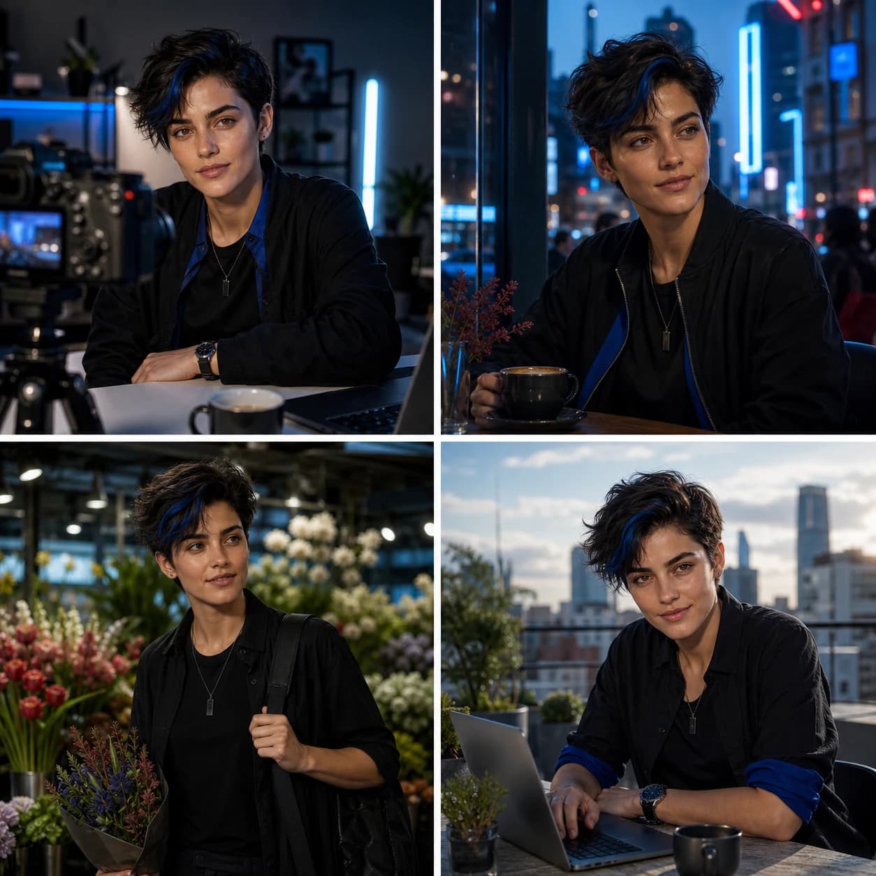 Illustrative consistent character contact sheet